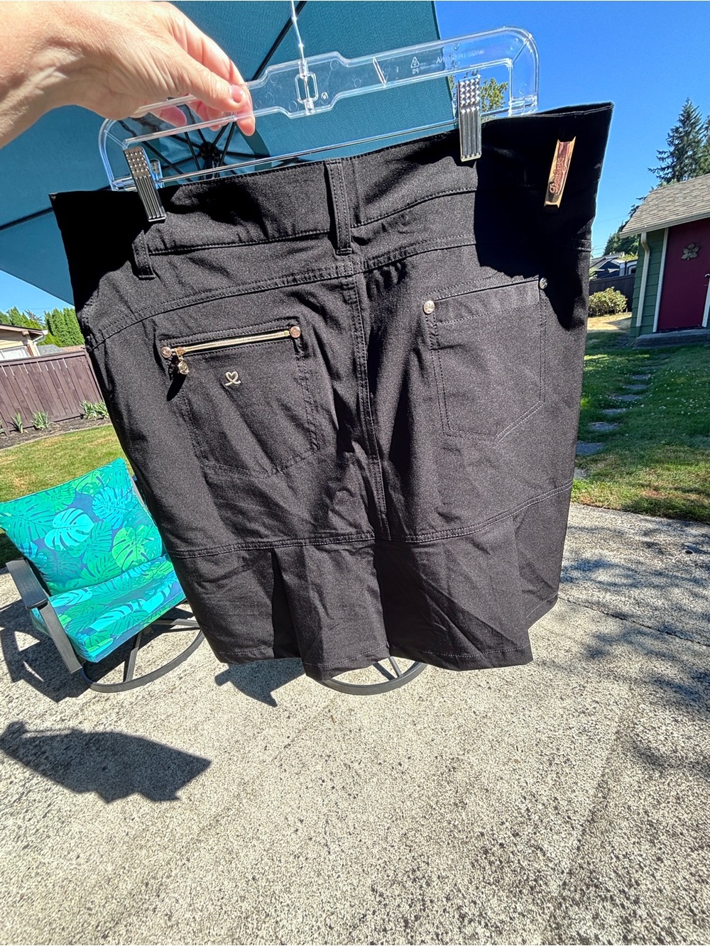 Daily Sports Born in Sweden Black Miracle Skort with Gold zipper/ buttons. - Picture 6 of 16